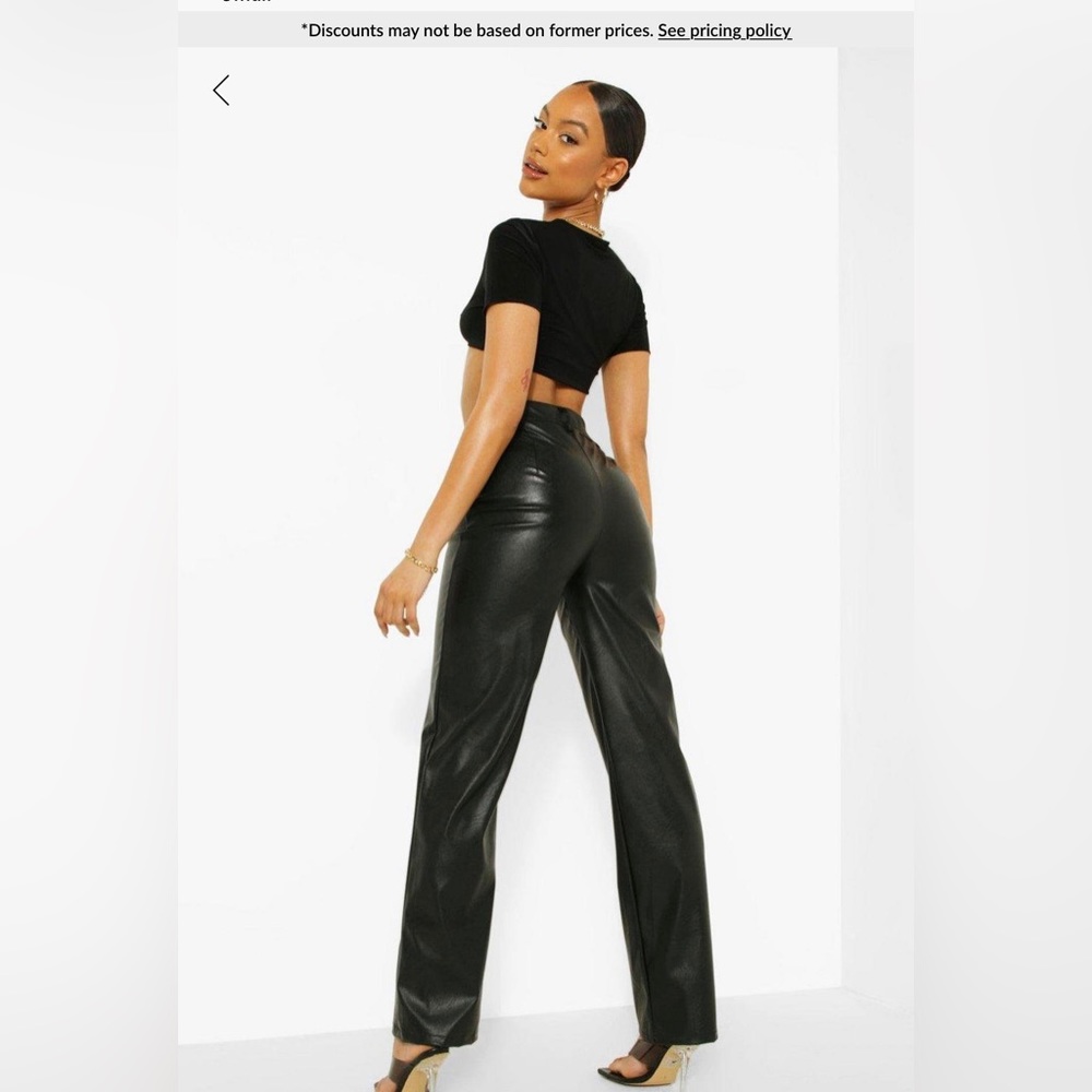 Wide leg faux leather pants, high rise